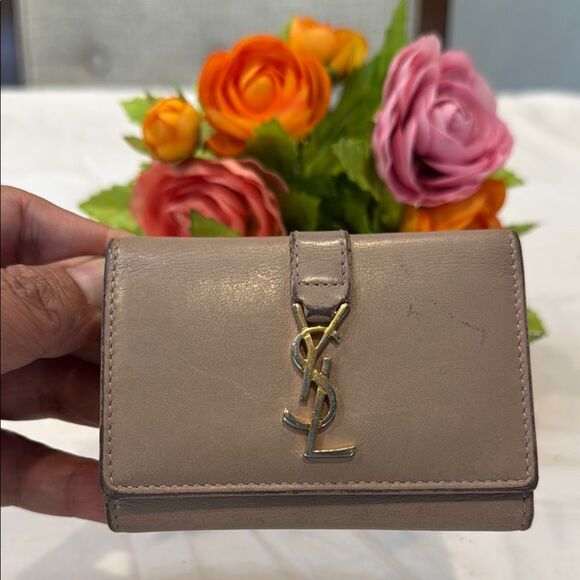 Yves Saint Laurent Taupe Card Holder - Picture 2 of 16